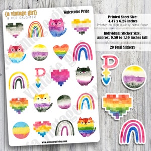 Watercolor Pride | Pride Stickers, Rainbow Stickers, Cat Stickers, Colorful | Sticker Sheet