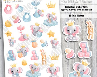 Elephant Boy/Girl // Elephant, It's a Boy, It's a Girl, Boy Girl Stickers | Sticker Sheet