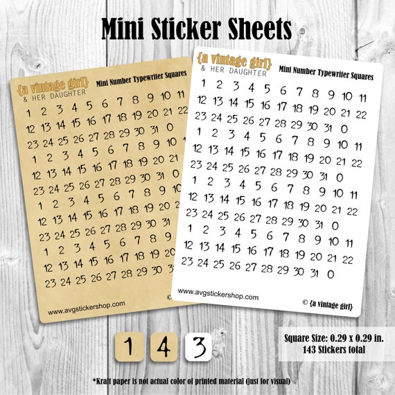 Mini Number Typewriter Squares // Bullet Journal Stickers, Bujo Stickers, Planner  Stickers, Stickers,planners //MINI STICKER SHEET 