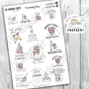 Cleaning Day // Cleaning Stickers, Planner Stickers, Cleaning Quotes