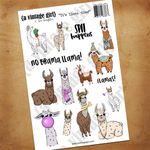 It's Llama Time // Llamas, Spit, Cute, Animals, Stickers | Sticker Sheet