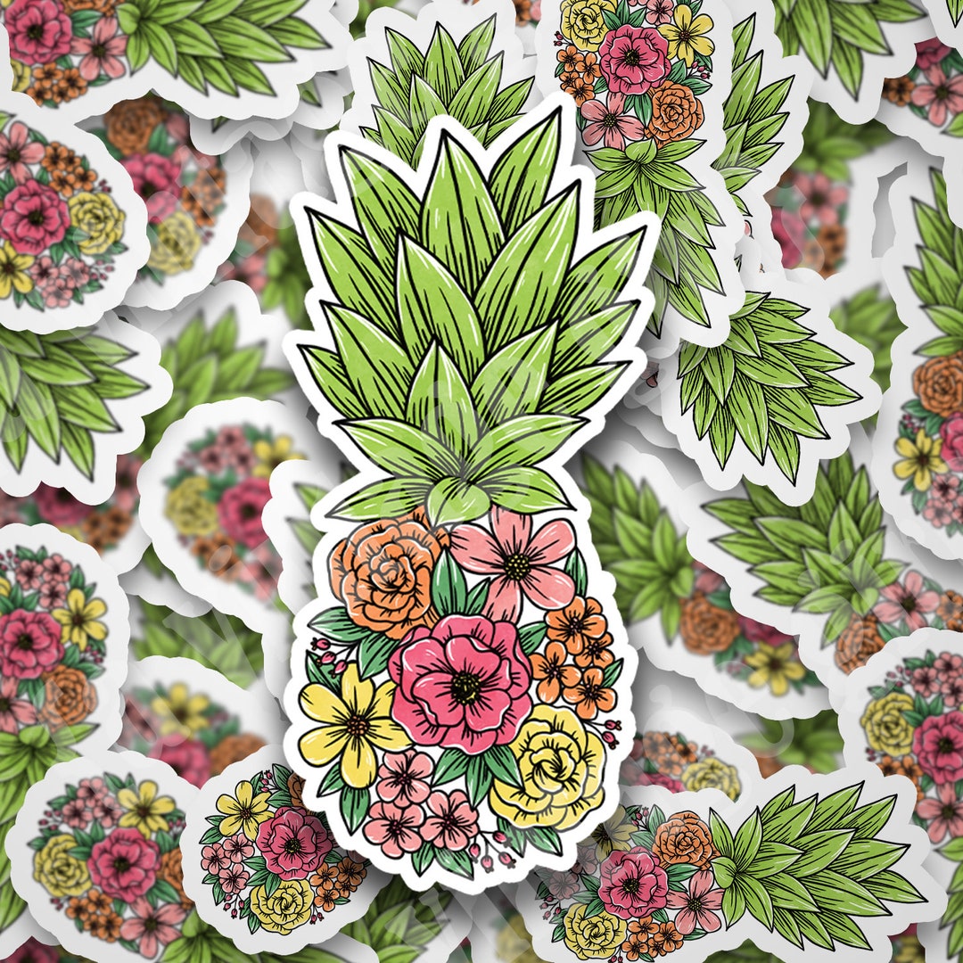 Floral Pineappledie Cut Sticker Waterresistant & Laminated Etsy