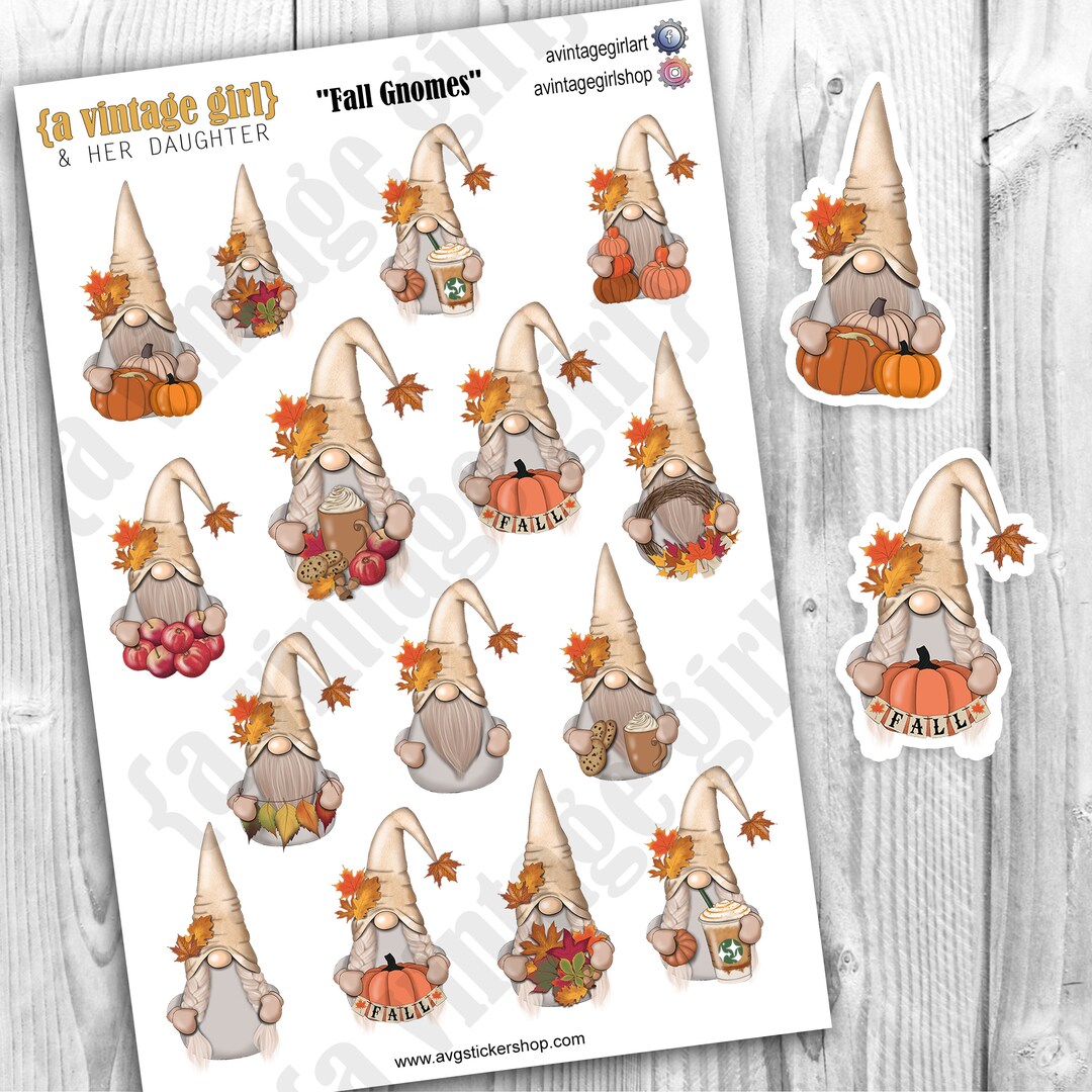 Fall Gnomes // Gnome Stickers, Gnomes, Winter Gnomes, Winter Stickers ...