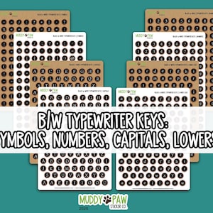 B/W Typewriter Keys | Capitals, Lowers, Numbers, and Symbols | Typewriter Keys, Black & White