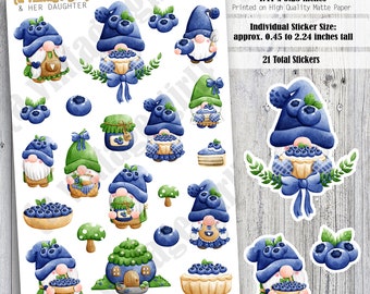 Blueberry Gnomies // Gnome Stickers, Gnomies, Gnome, Blueberries, Blueberry Pie | Sticker Sheet
