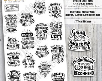 Sarcastic Quotes 2 | Quote Stickers, Quotes, Planner Stickers, Work, Parent, Funny, Sarcastic, Planner, Bujo | Sticker Sheet