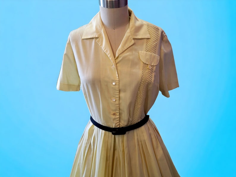 Vintage 1950's Pale Yellow Shirtwaist Dress 画像 1