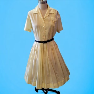 Vintage 1950's Pale Yellow Shirtwaist Dress 画像 2