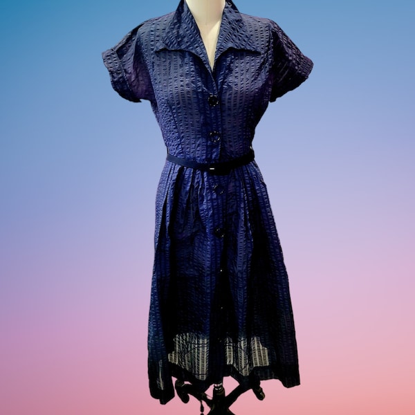 1950's Vintage Sheer Nylon Shirtwaist Dress