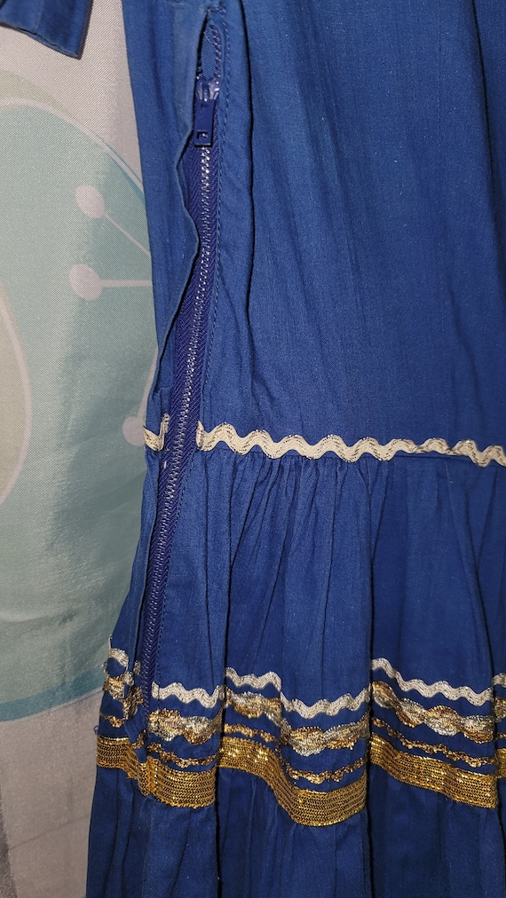 1950s Blue Patio Dance Dress Rockabilly Southwest… - image 5