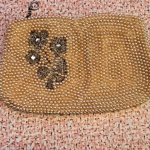 1950's Vintage Beaded Faux Pearl and Rhinestone Clutch Purse by Sarne of California image 1