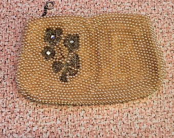 1950's Vintage Beaded Faux Pearl and Rhinestone Clutch Purse by Sarne of California