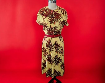 Vintage 1940's/1950's Yellow Tropical Dress