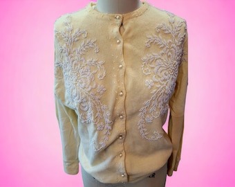 Vintage 1950's Beaded Cardigan Sweater