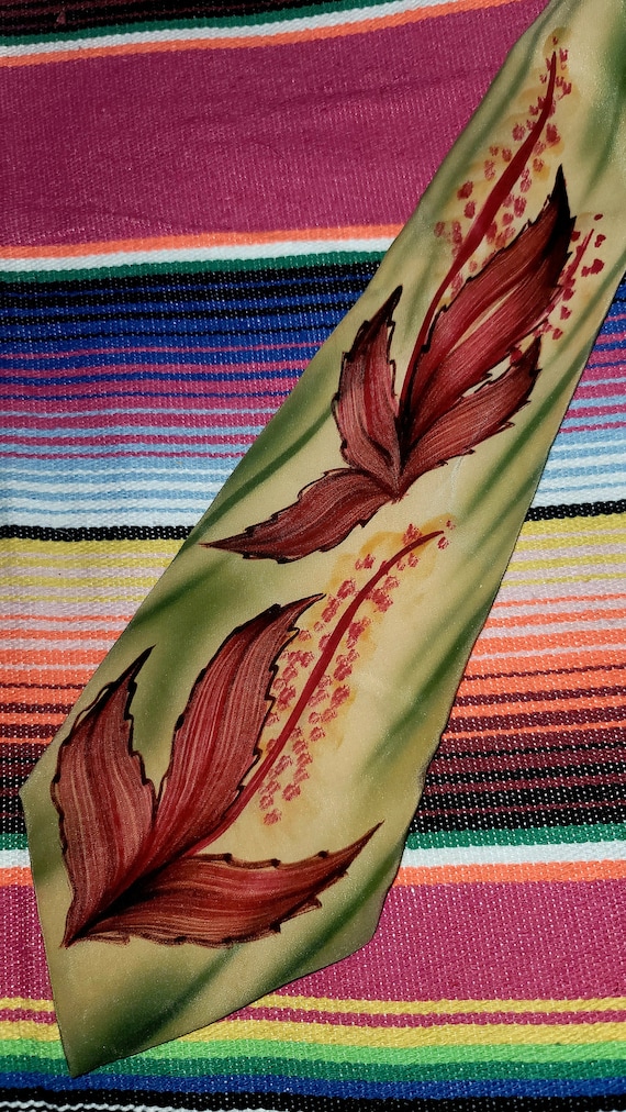 1950's Hand Painted Britico Silk Hand Painted Flor