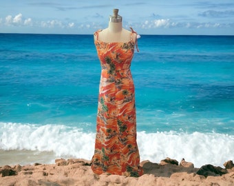 Vintage 1990's Hawaiian Beach Maxi Dress