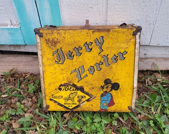 1940's Metal Roller Skate Box/ Mickey Mouse