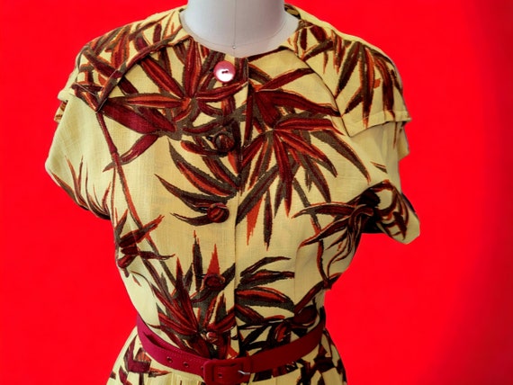 Vintage 1940's/1950's Yellow Tropical Dress - image 3