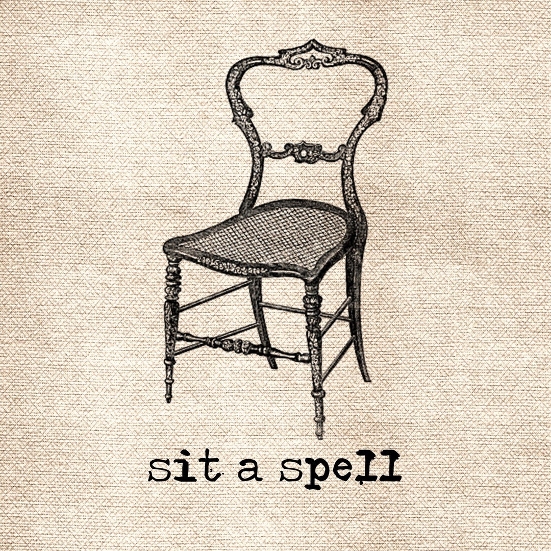 Sit a Spell Chair Digital Image Transfer for Burlap Pillows Etsy