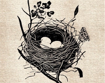 Grungy Birds Nest DiGItal ImaGe TranSFer for BurlAp PilLows ShabBy GrUnGy ScRapBookInG