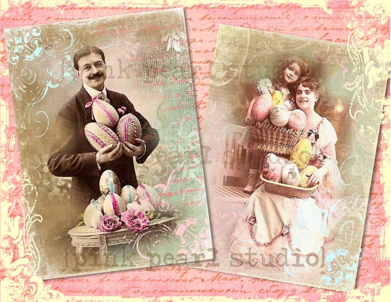 Victorian Easter Couple Photograph Digital Prints Set of 2 Etsy
