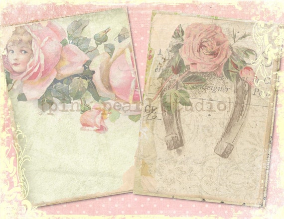 Lucky Girl Vintage Floral Grungy Background Digital Prints in | Etsy