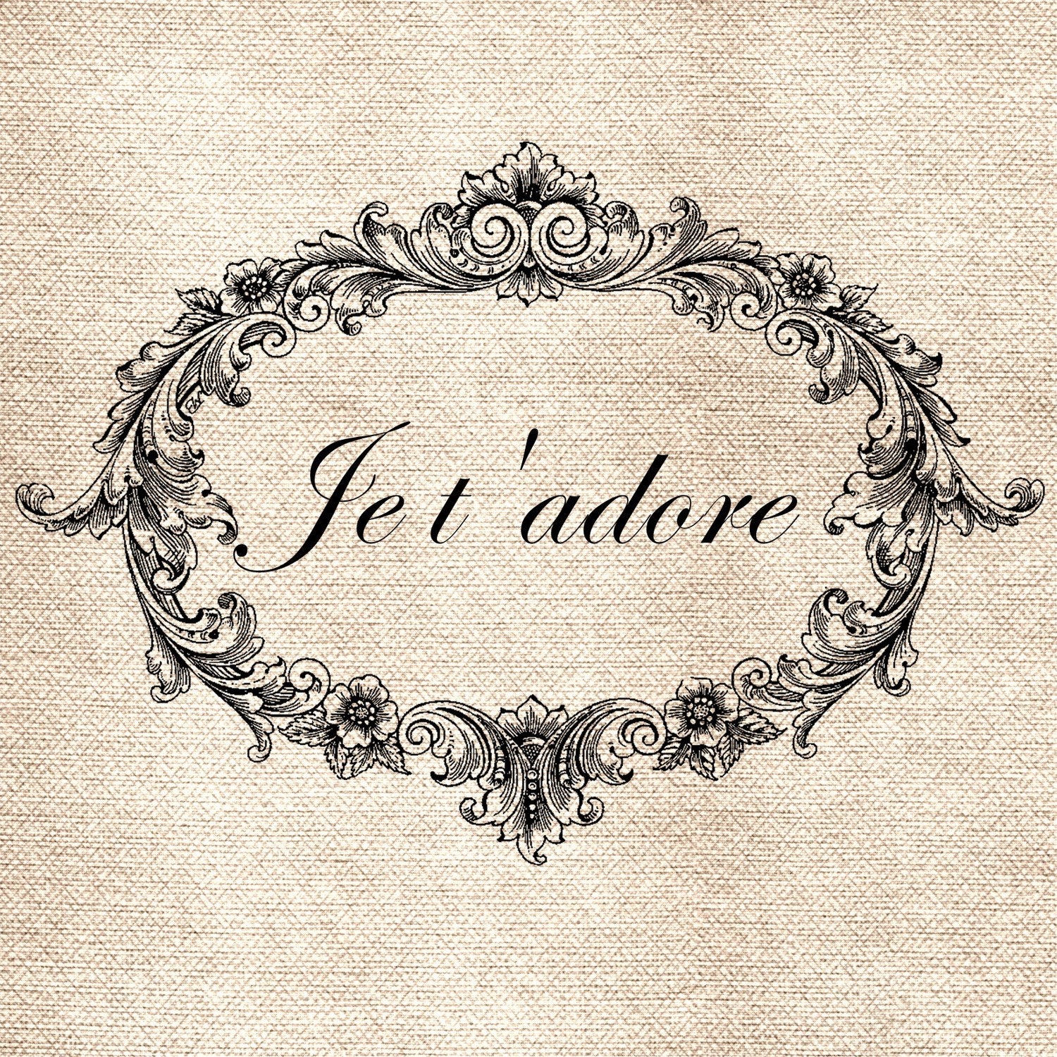 Je T'adore I Adore You French Digital Image Transfer for Etsy