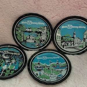 Disney World Souvenir plates, tiny black glass plates, WDW