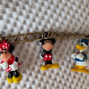 Vintage Disney Character Charm Bracelet 7 Inch Retro Mickey Mouse Donald Duck Goofy Daisy Pluto Charms Classic Disney Jewelry Collectible