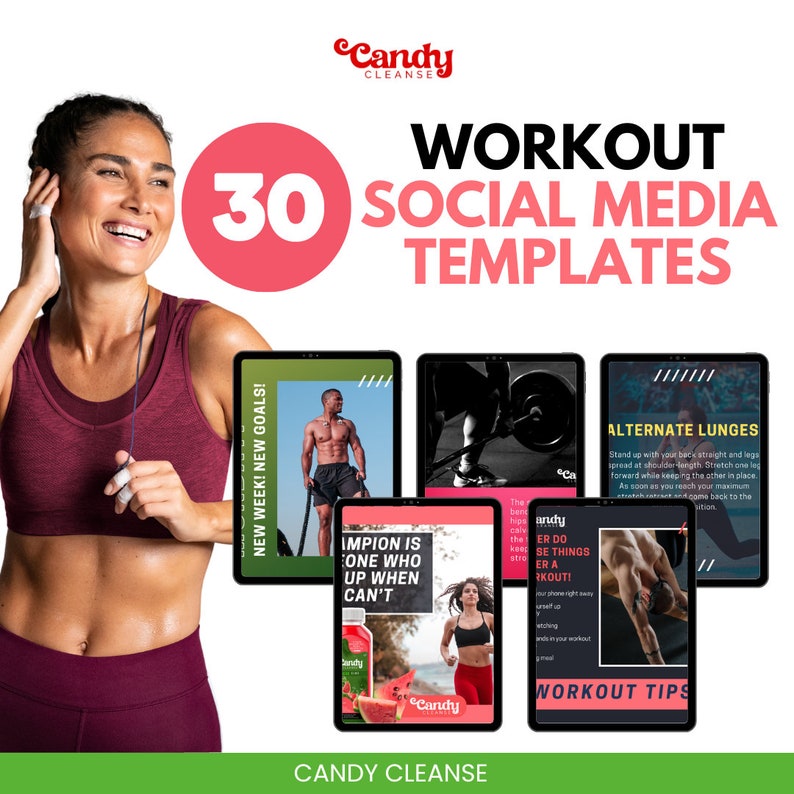30 Editable Workout Social Media Templates | Fitness Instagram ...