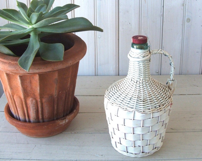Vintage Wicker Carboy Glass Jug Wicker Wrapped Bottle the Etsy