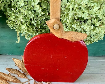 Vintage Handmade Painted Wooden Apple Kitchen Wall Decor