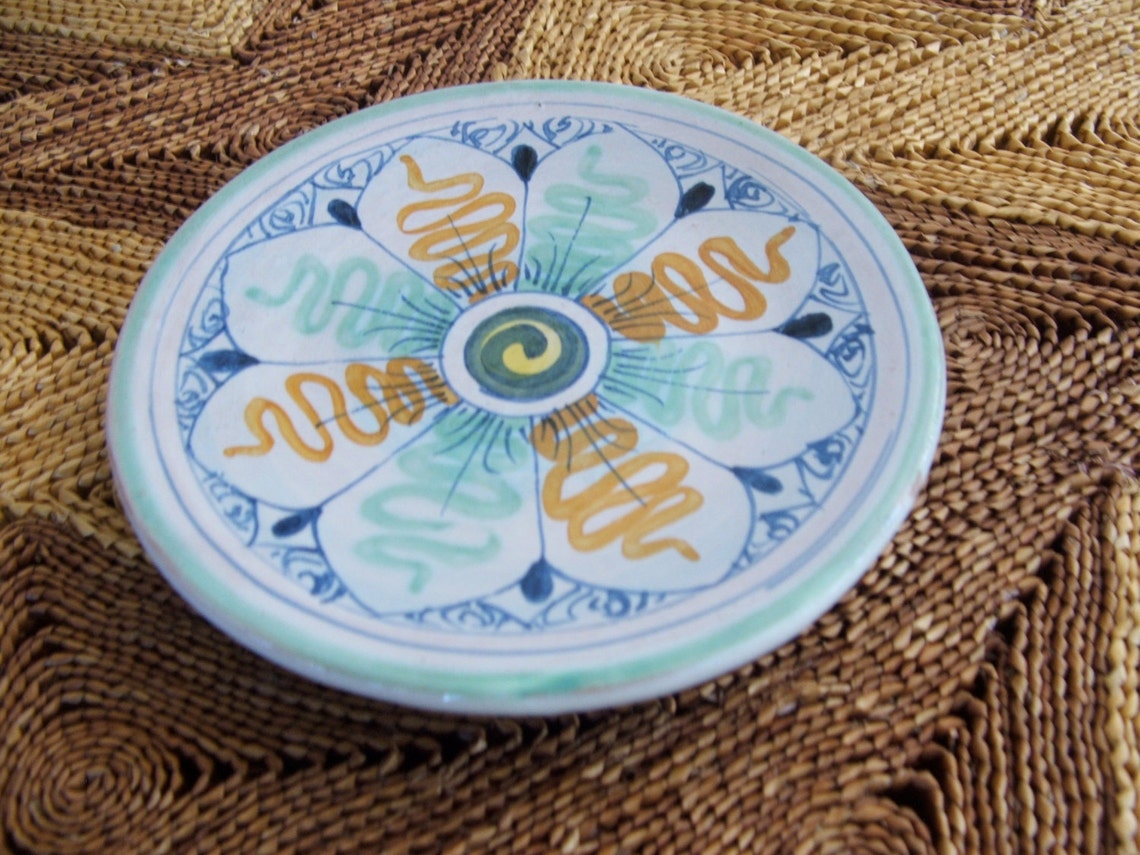 Vintage Small Decorative Pottery Plate Handpainted Portugal Etsy