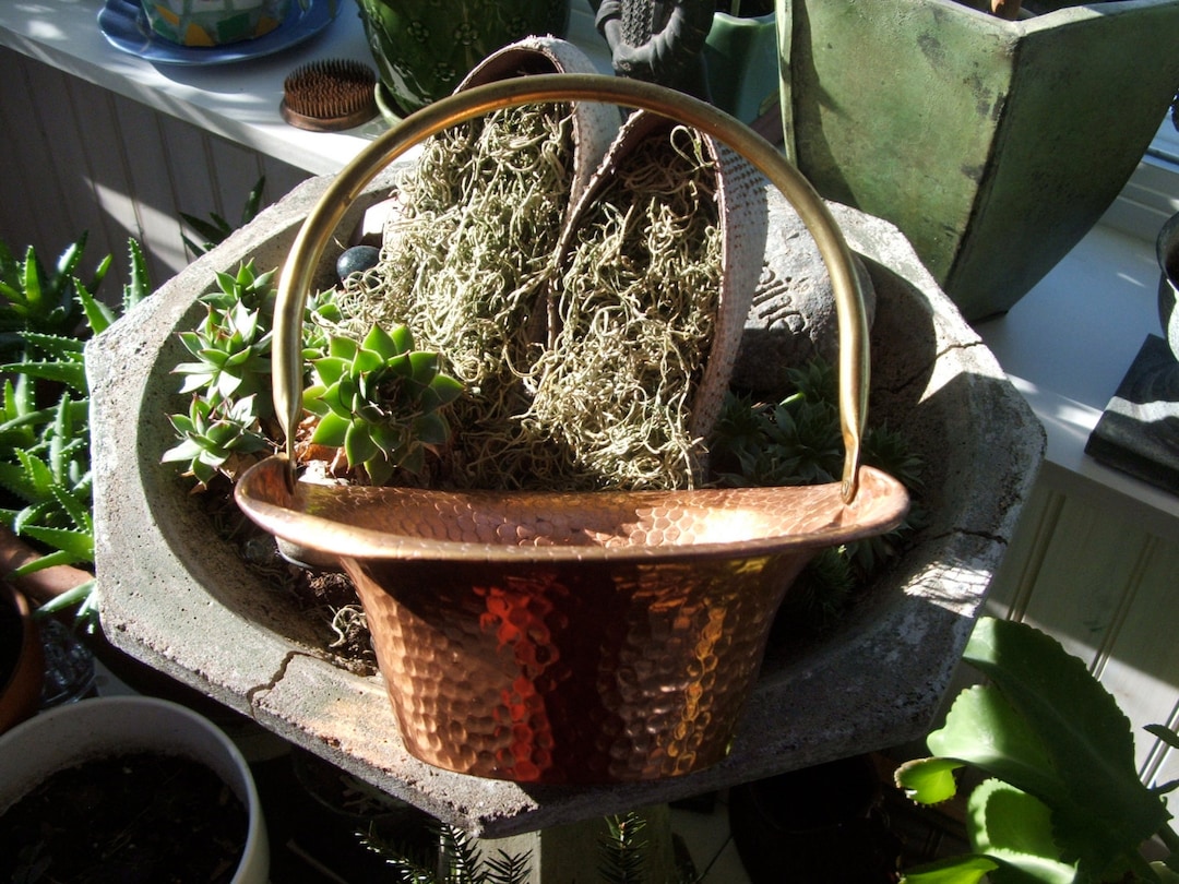 1960's Coppercraft Guild Taunton Massachusetts Hammered Copper Basket