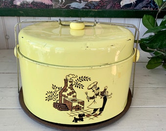 Mid Century Cake and Pie Carrier Dessert Tote ~ Grilling Chef and Scottie Dog