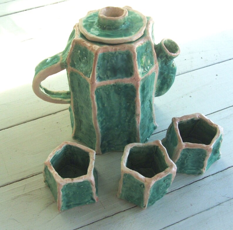 Unique Handmade Sculptural Pottery Teapot Set Etsy