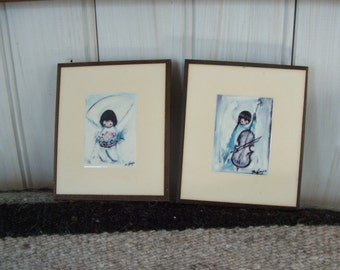 Angel Music and Flower Boy Ted DeGrazia Laminated Wall Plaques