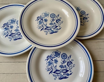 Juego de 4 platos Oxford Blue Onion de 9" ~ Hecho en Brasil