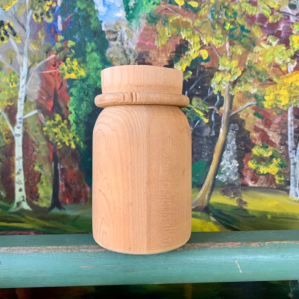 Vintage Solid Wooden Pint Jar Figurine