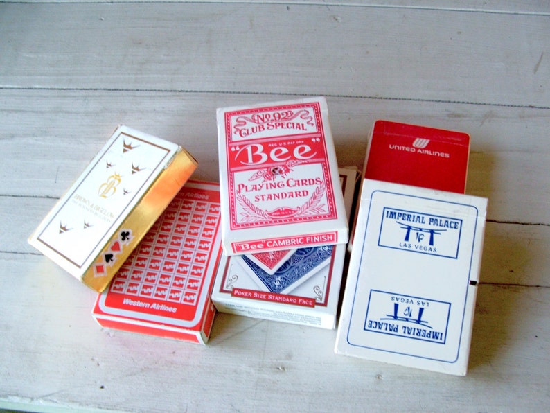 6 Vintage Boxed Decks of Playing Cards Airlines Motels Etsy