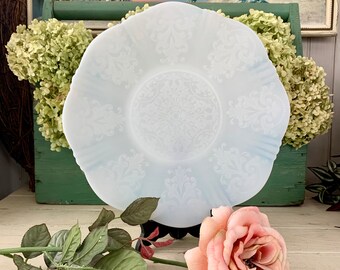 Vintage American Sweetheart Depression Glass Cake Plate ~ MacBeth Evans Monax