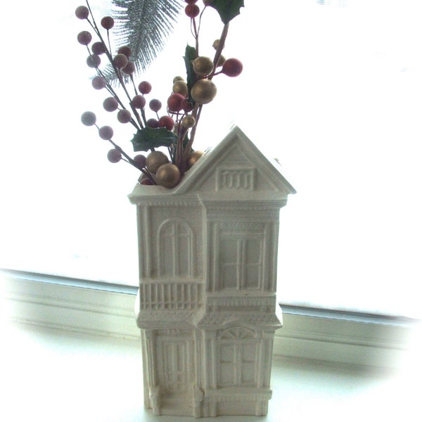 Vintage Ceramic House Vase Wall Pocket Planter