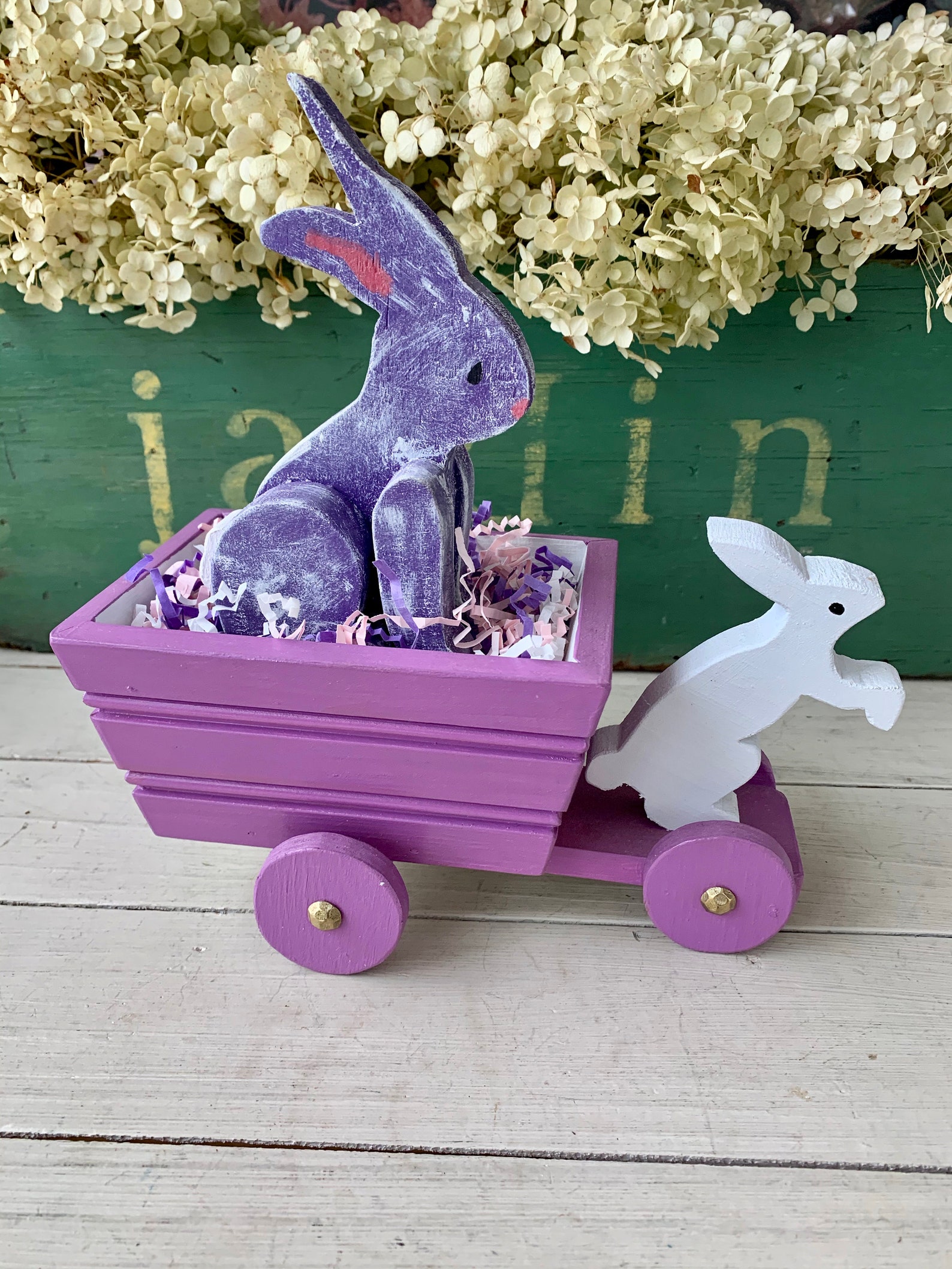 Purple Rabbit Handmade Painted Wooden Easter Bunny - Etsy