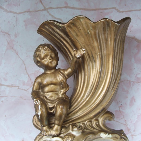 Shabby Cherub Ceramic Vase INARCO Japan