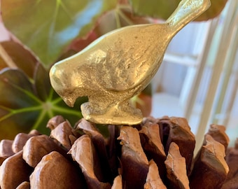 Small Heavy Solid Brass Songbird Figurine Paperweight