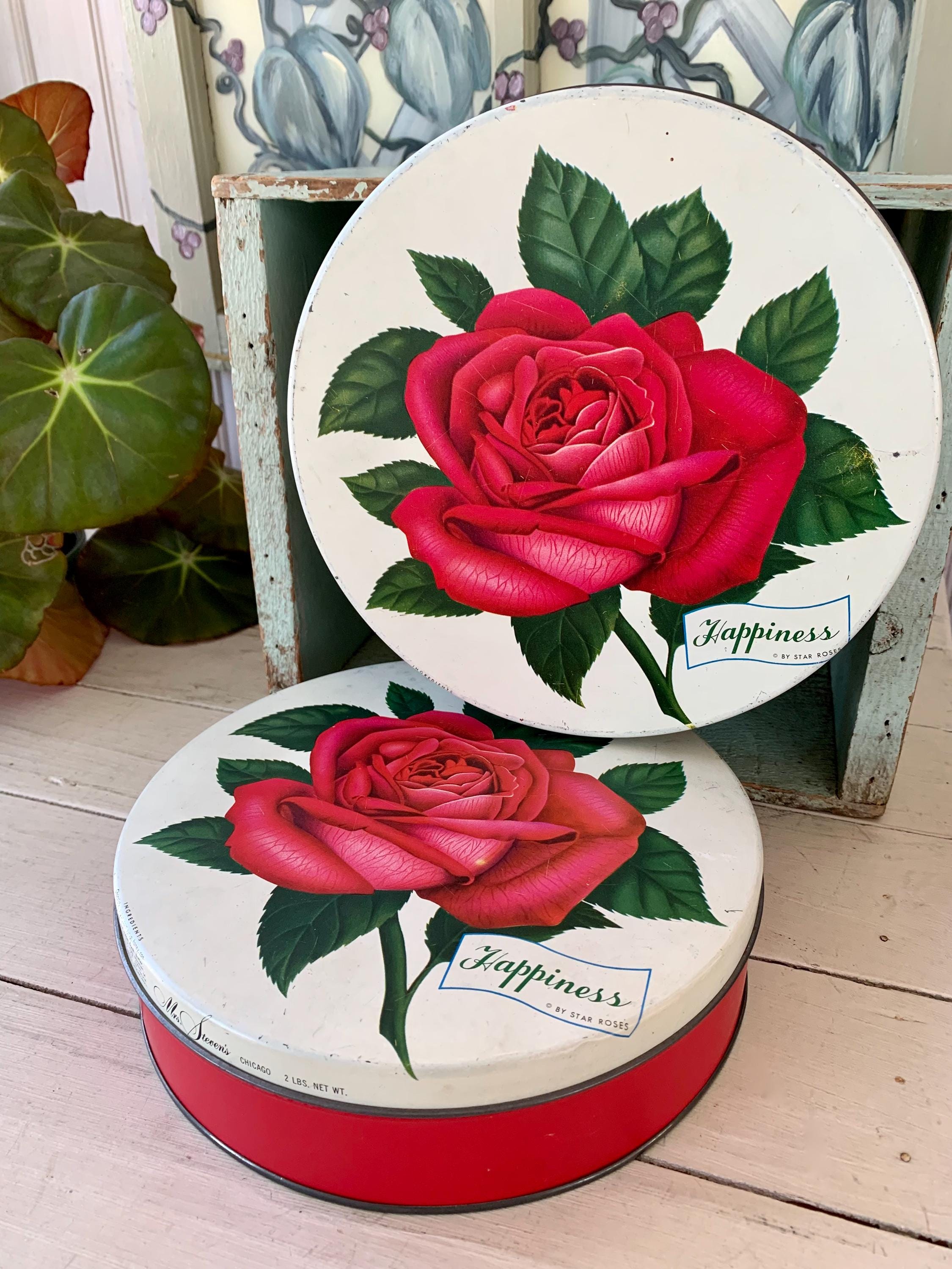 2 Vintage Mrs. Stevens Olive Can Chicago Happiness by Star Roses