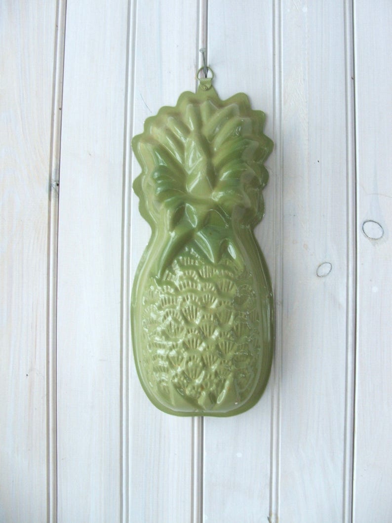 Vintage Aluminum Avocado Green Pineapple Jello Salad Mold Etsy