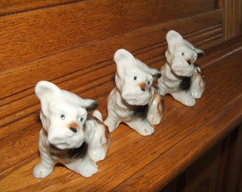 Three Terriers Vintage Dog Figurines