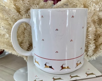 Vintage Michel & Co Christmas Mug ~ Gold Reindeer ~ Made in Japan