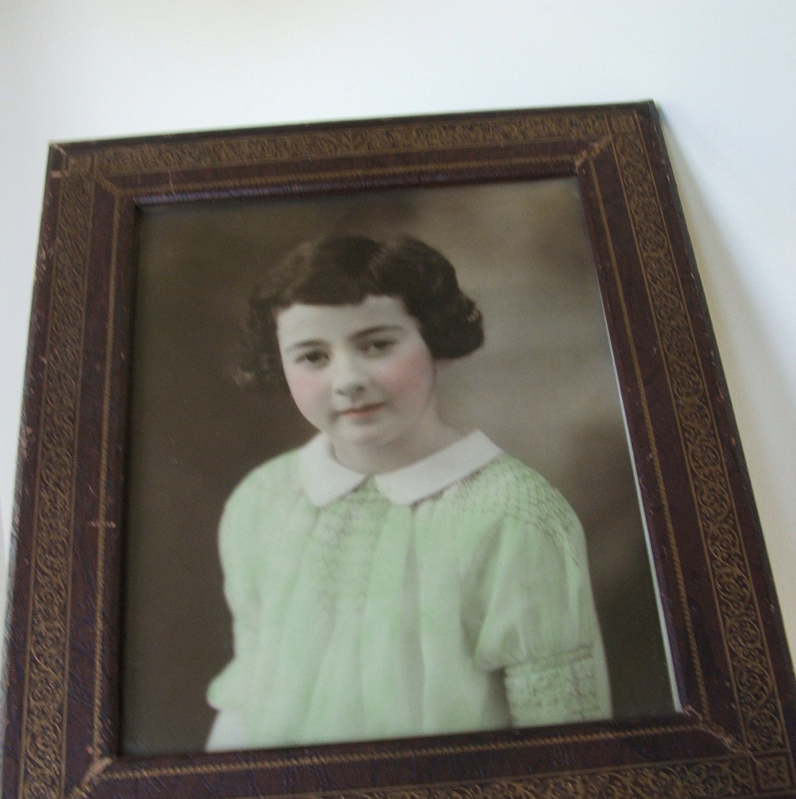 Vintage Framed Young Girl Portrait Photograph Hand Tinted Etsy